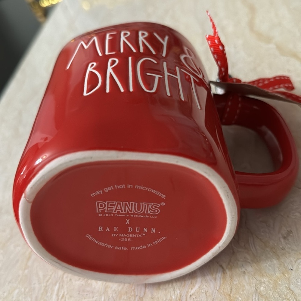 NWT Rae Dunn X Peanuts “Merry & Bright” Snoopy Tea/ Coffee Mug - Picture 5 of 8